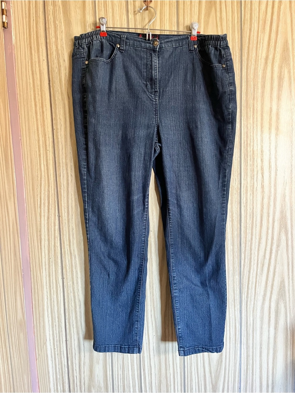 Claire France Dark Wash Comfort Stretch Embroidered Pocket Jeans Size 16